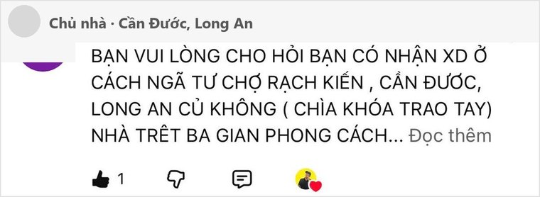 Chủ nhà ở Cần Đước, Long An hỏi có nhận xây dựng chìa khóa trao tay không