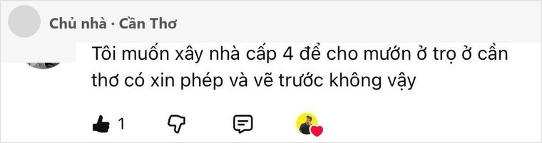 Chủ nhà ở Cần Thơ hỏi thủ tục xin phép và bản vẽ cho nhà trọ